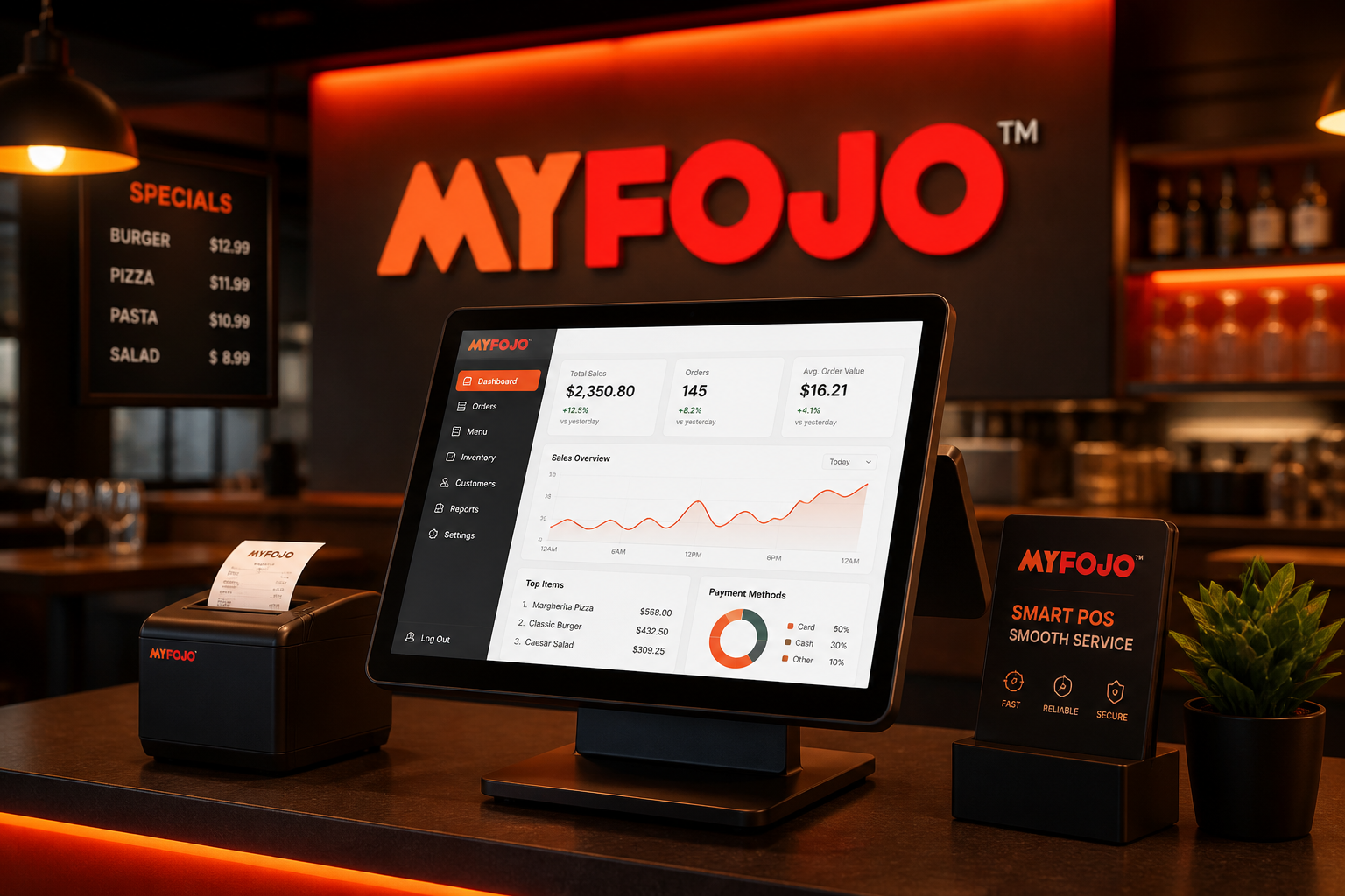 MyFojo restaurant POS product mockup